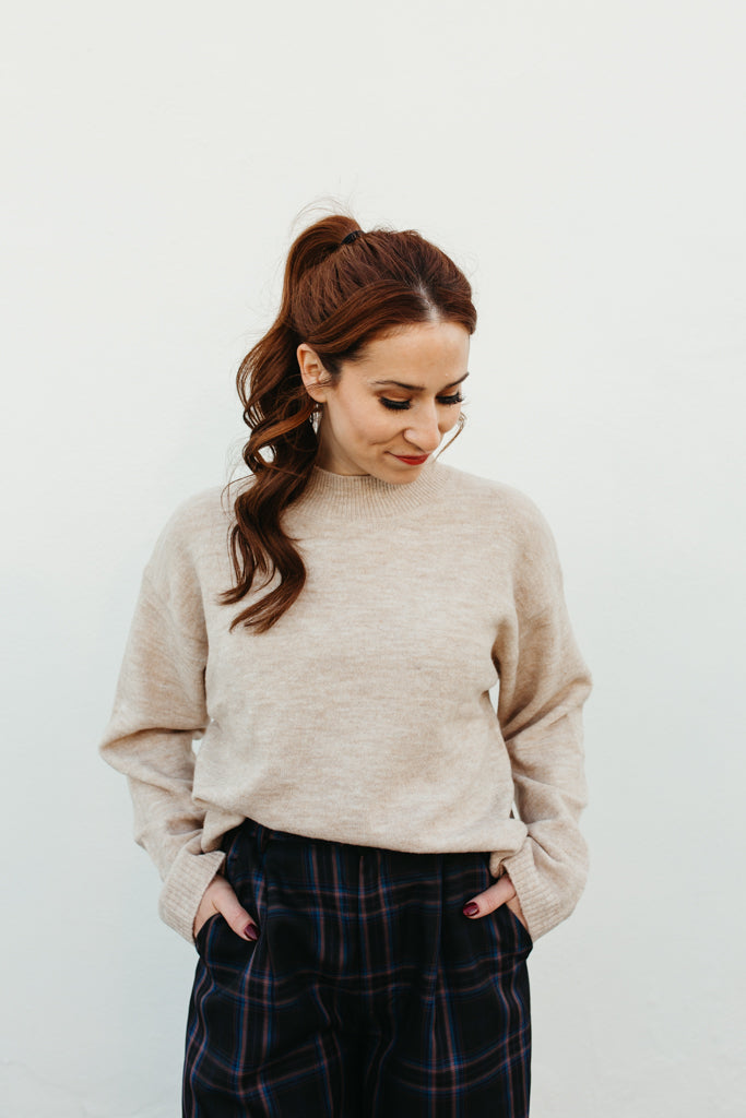 Beige High Neck Sweater