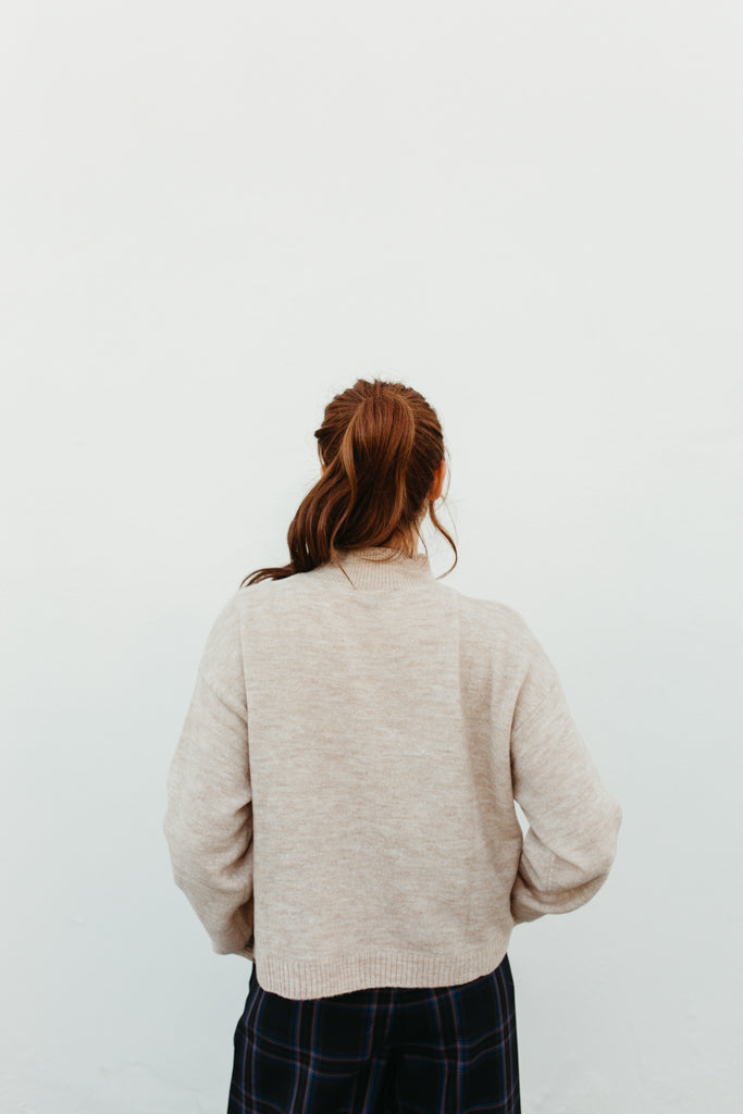 Beige High Neck Sweater