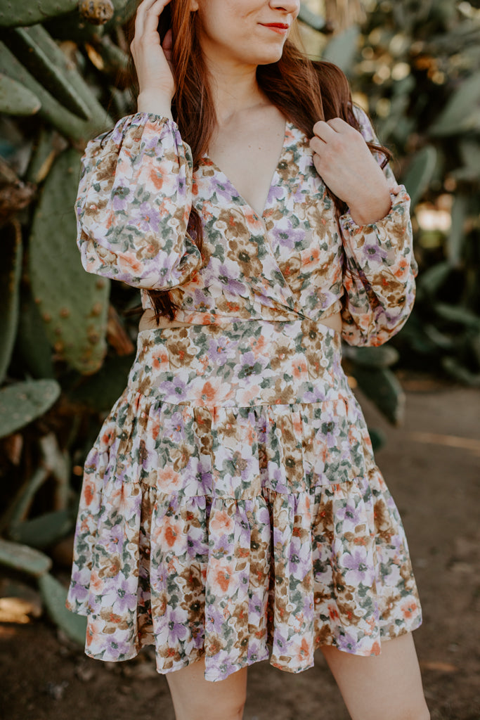 Back Tie Floral Mini Dress