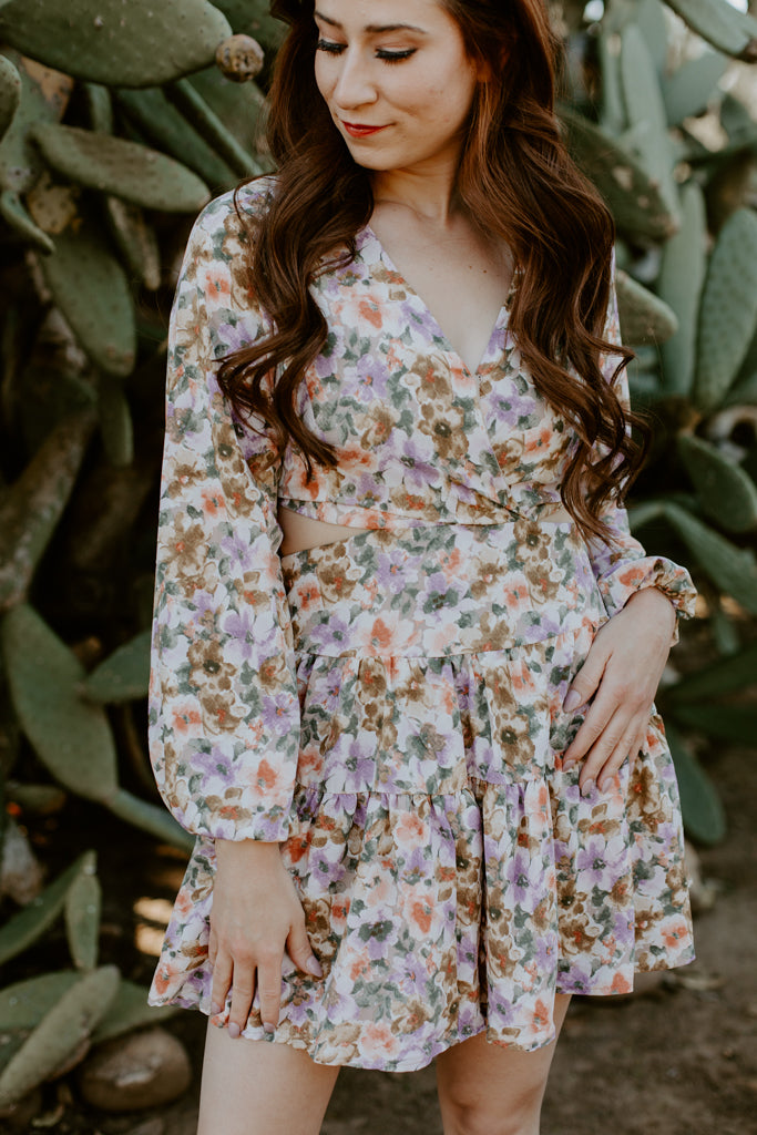 Back Tie Floral Mini Dress