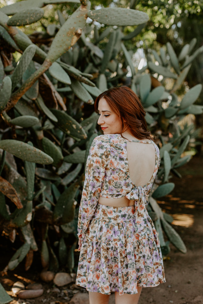 Back Tie Floral Mini Dress