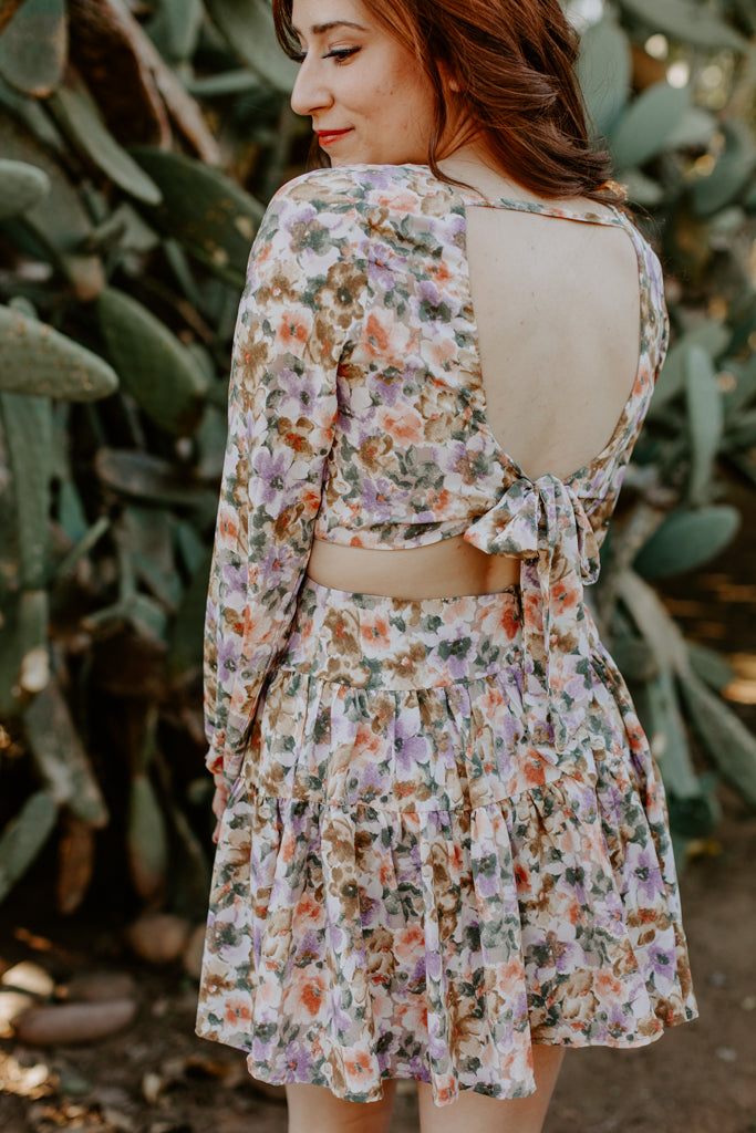 Back Tie Floral Mini Dress