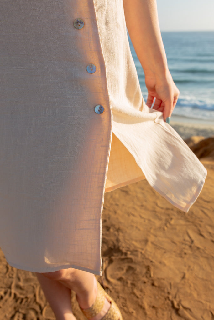 Oatmeal Button Down Midi Skirt