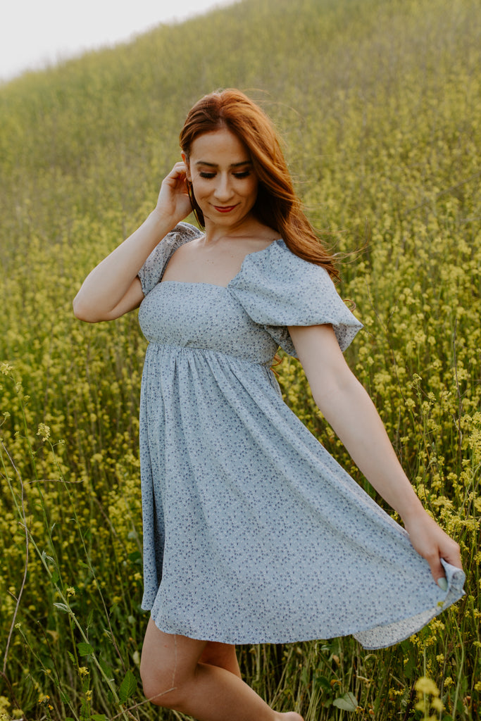 Blue Floral Mini Dress