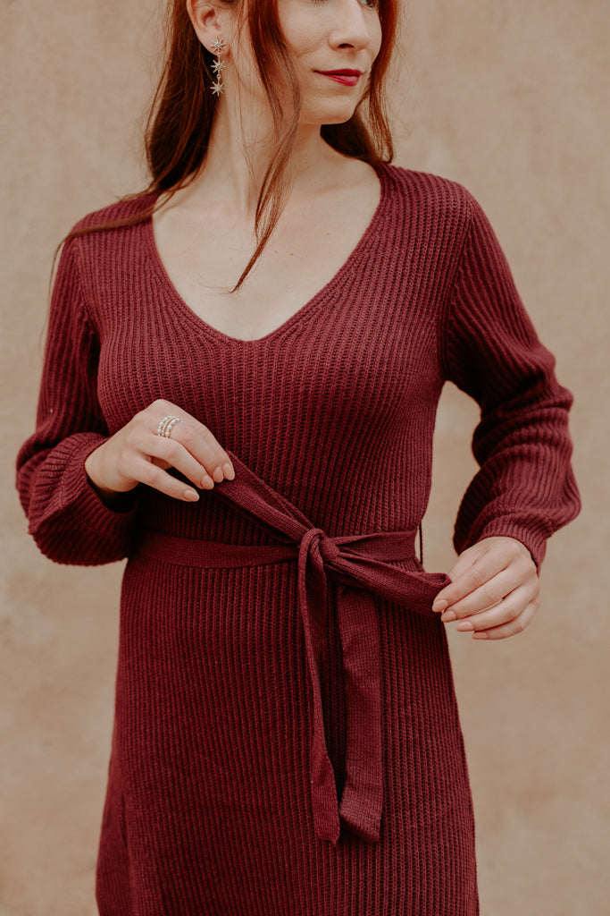 Burgundy Maxi Sweater Dress