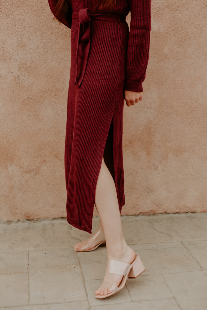 Burgundy Maxi Sweater Dress