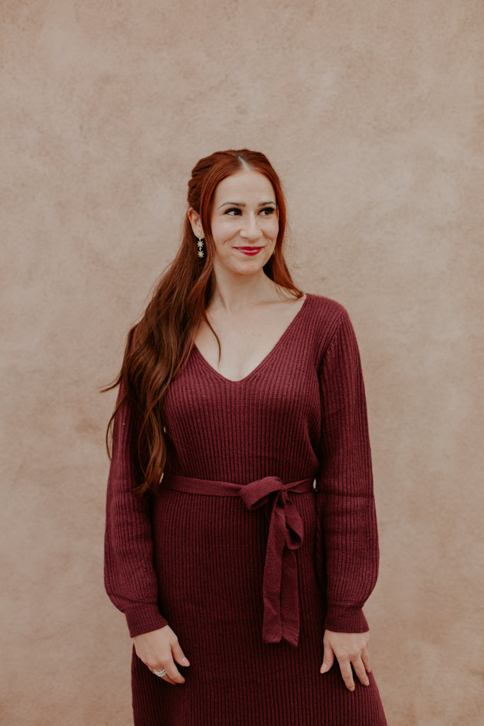 Burgundy Maxi Sweater Dress