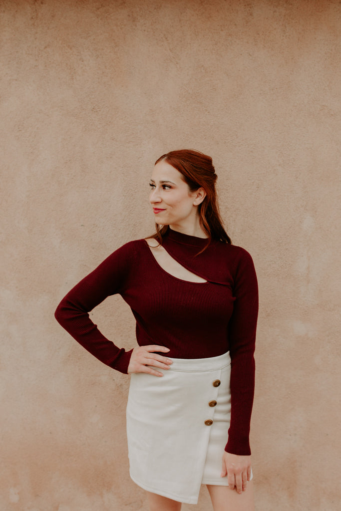 Faux Suede Button Mini Skirt