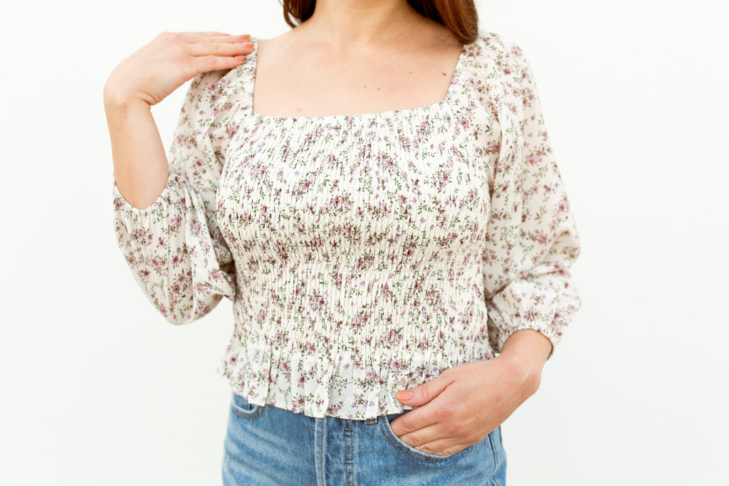 Floral Square Neck Top