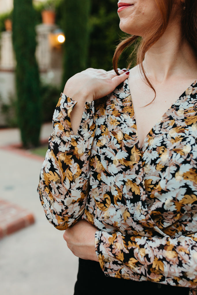 Metallic Surplice Top