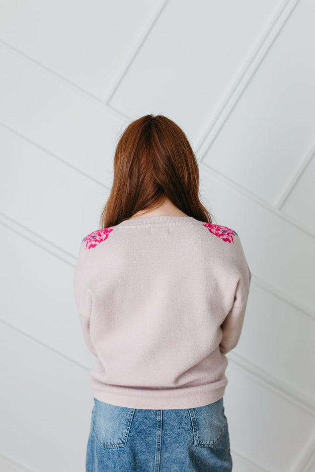 Blush Floral Knit Sweater