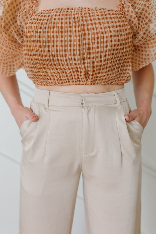 Light Beige Straight Wide Leg Pant