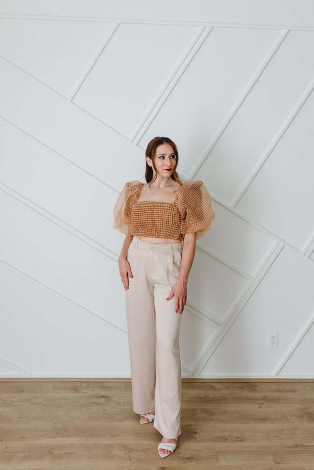 Light Beige Straight Wide Leg Pant