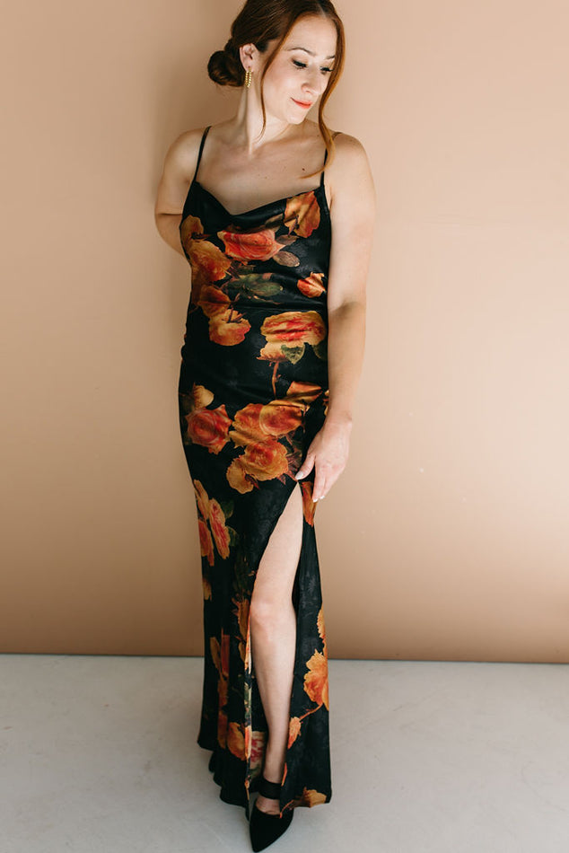 Floral Print Slit Maxi Dress