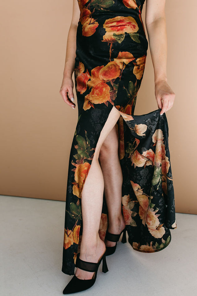 Floral Print Slit Maxi Dress