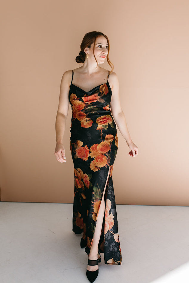 Floral Print Slit Maxi Dress