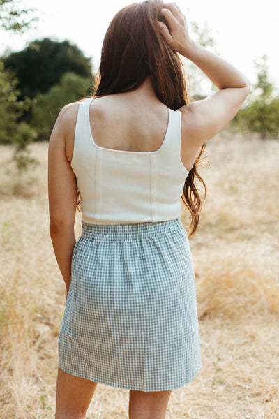 Gingham Tulip Wrap Mini Skirt