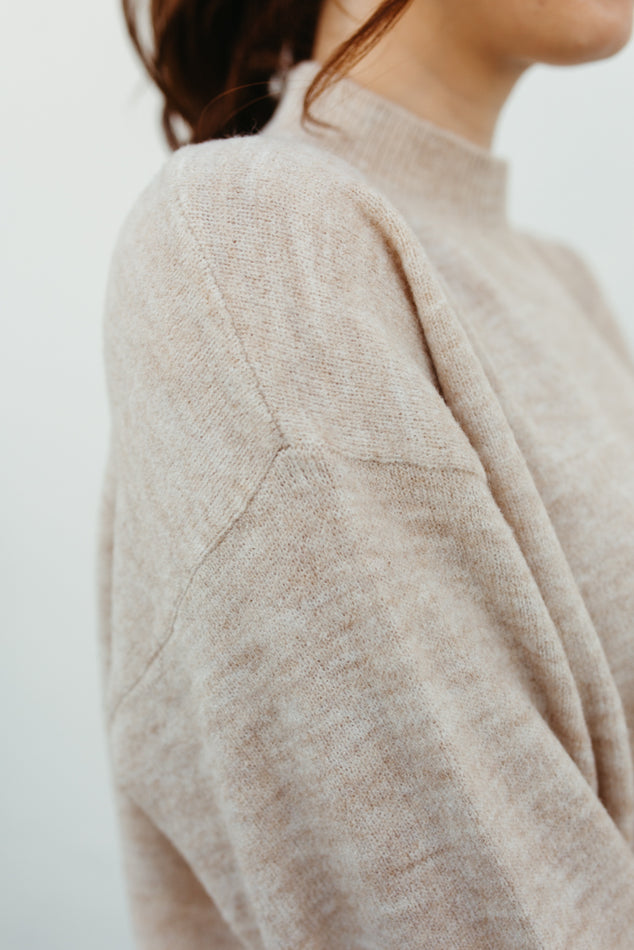 Beige High Neck Sweater