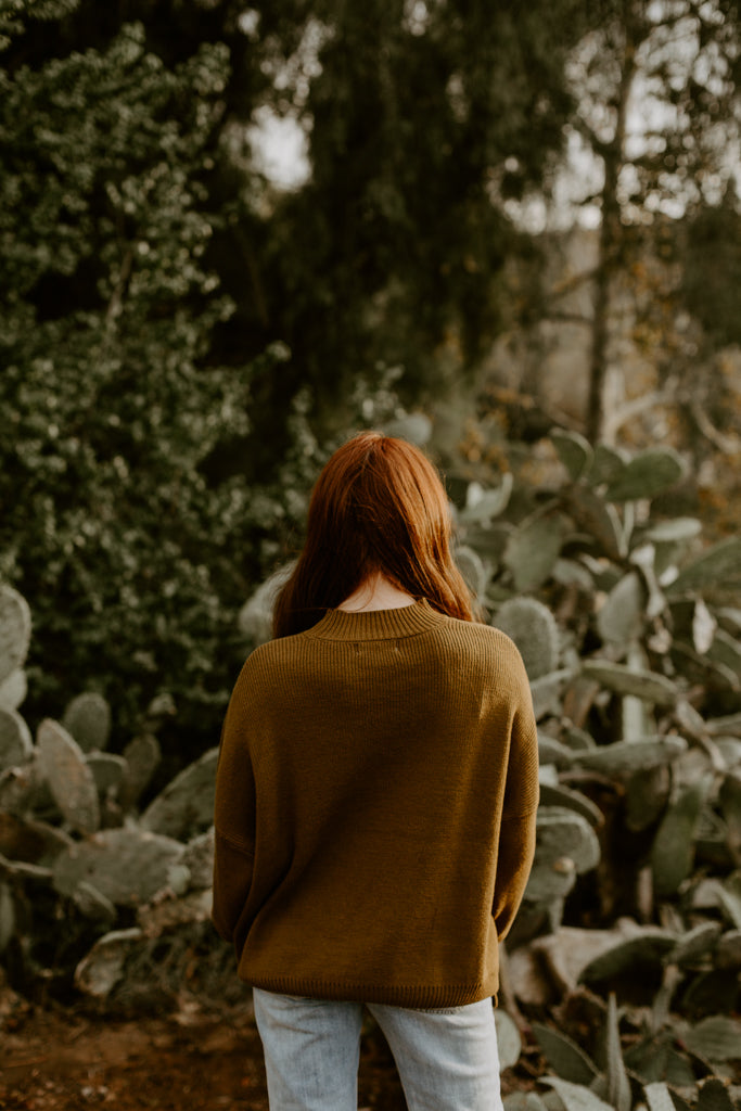 Chunky Knit Oversized Sweater Top (olive)