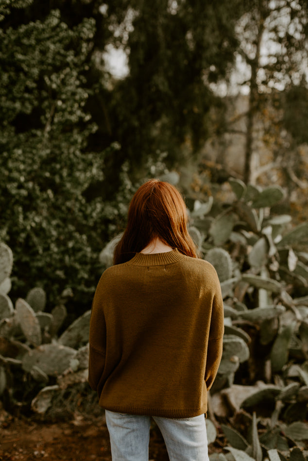 Chunky Knit Oversized Sweater Top (olive)