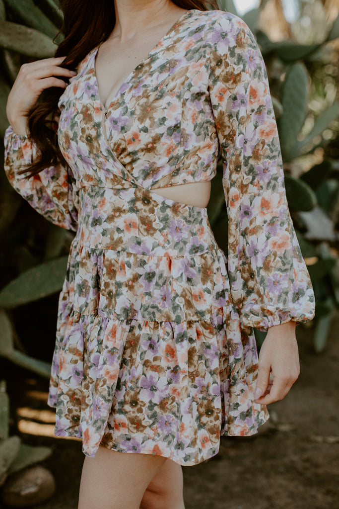 Back Tie Floral Mini Dress
