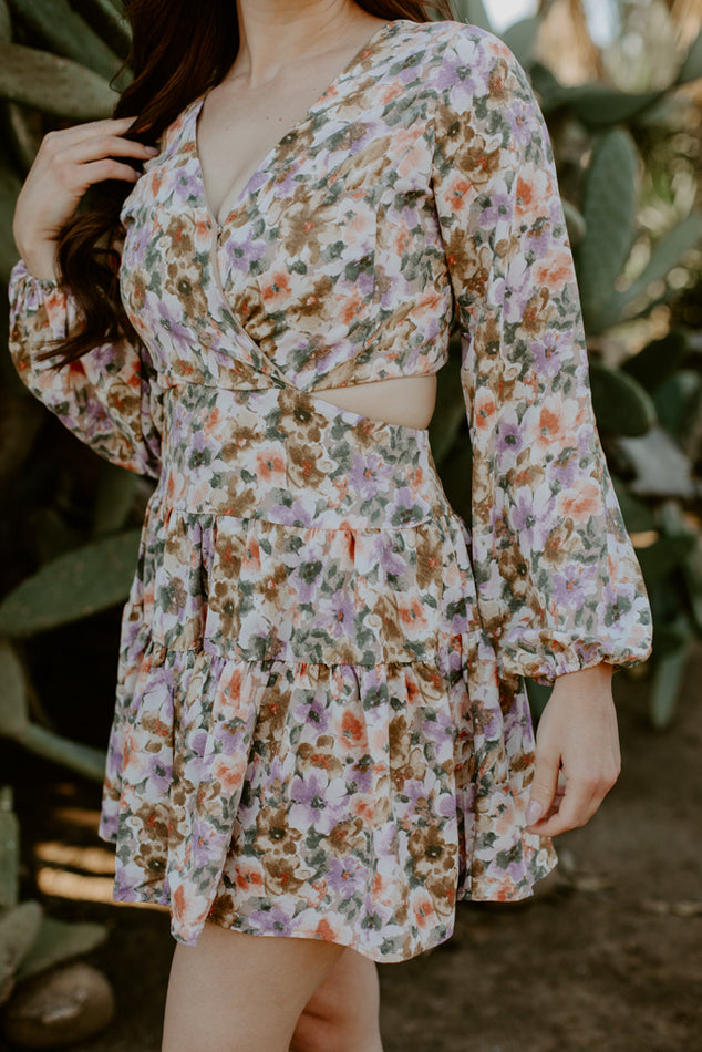 Back Tie Floral Mini Dress