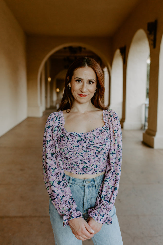 Ruched Floral Crop Top