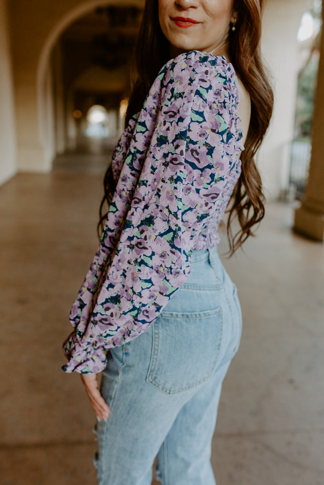 Ruched Floral Crop Top