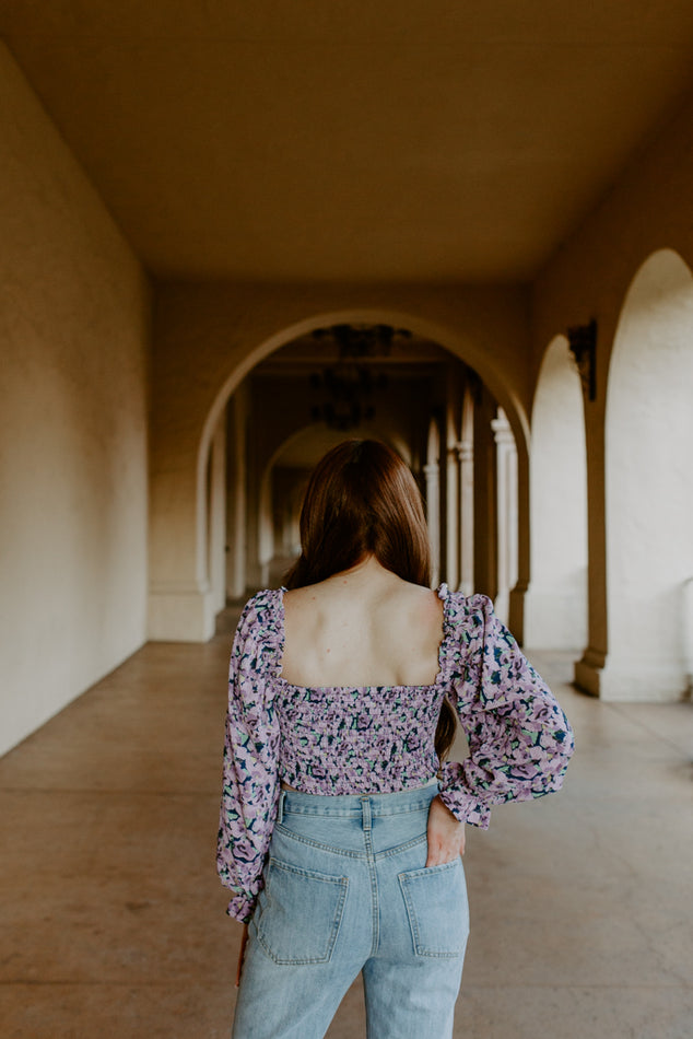 Ruched Floral Crop Top