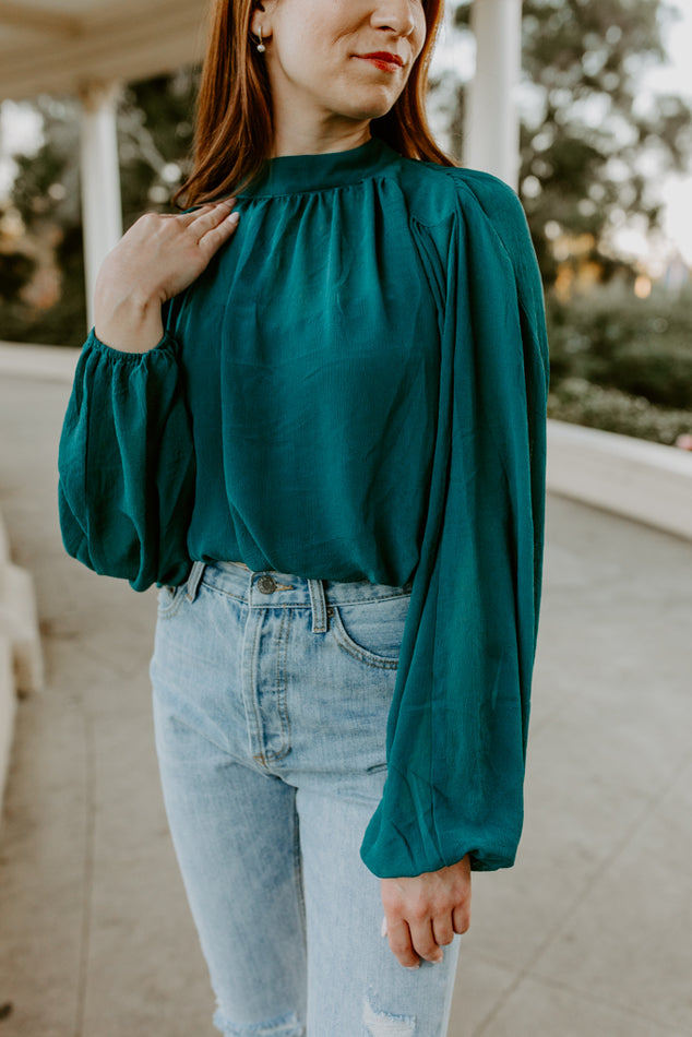 Teal Woven Top