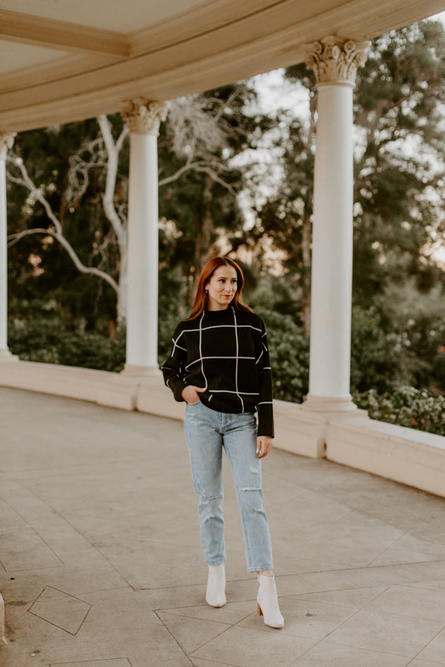 Black Grid Pattern Sweater