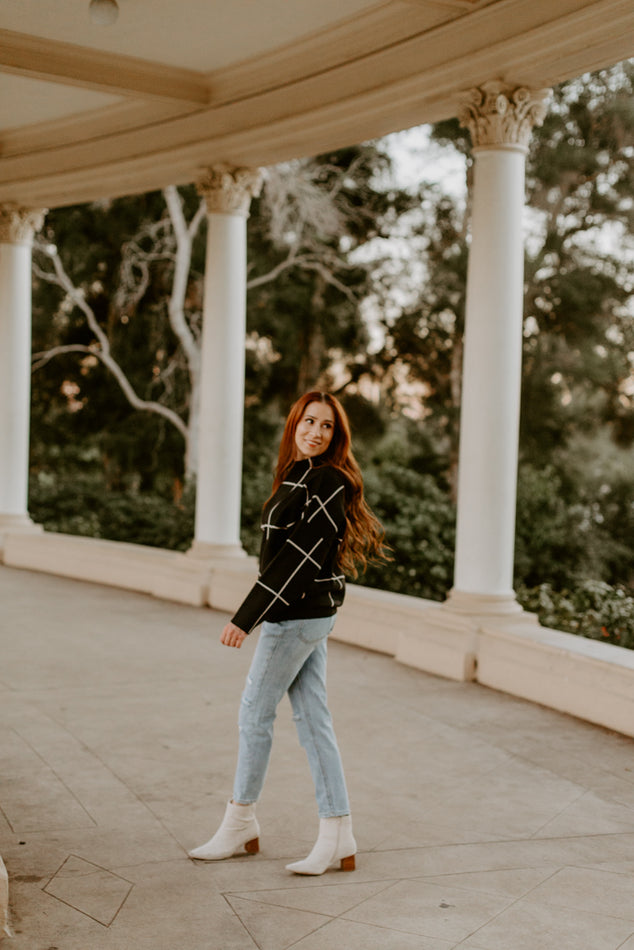 Black Grid Pattern Sweater