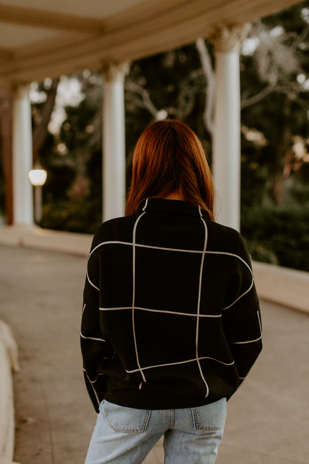 Black Grid Pattern Sweater