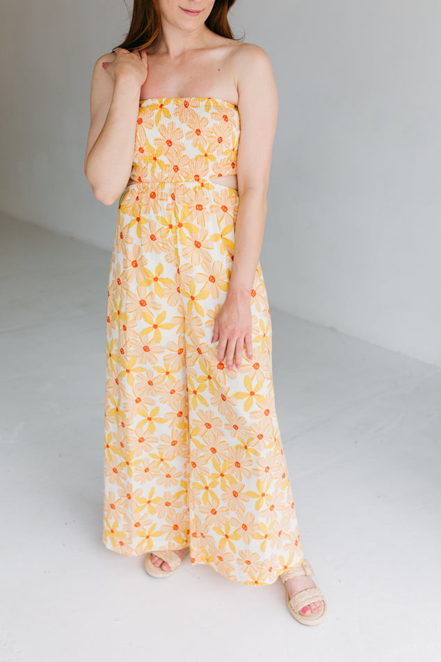 Orange Floral Jumpsuit