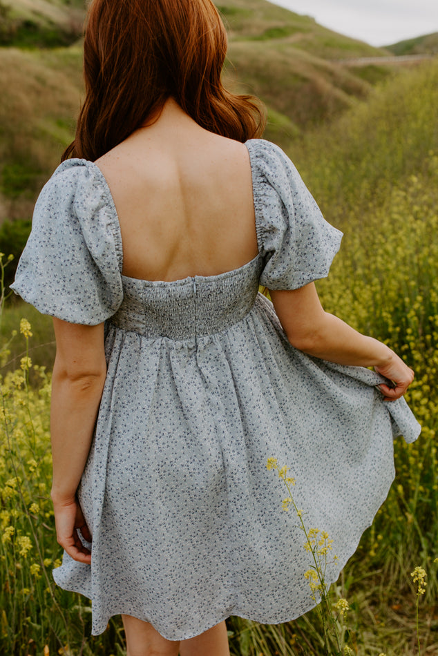 Blue Floral Mini Dress