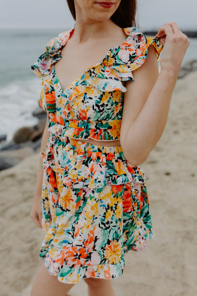 Floral Back Tie Romper