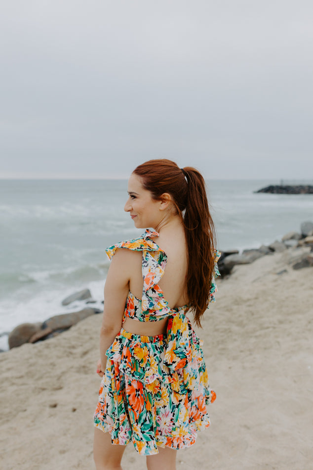 Floral Back Tie Romper