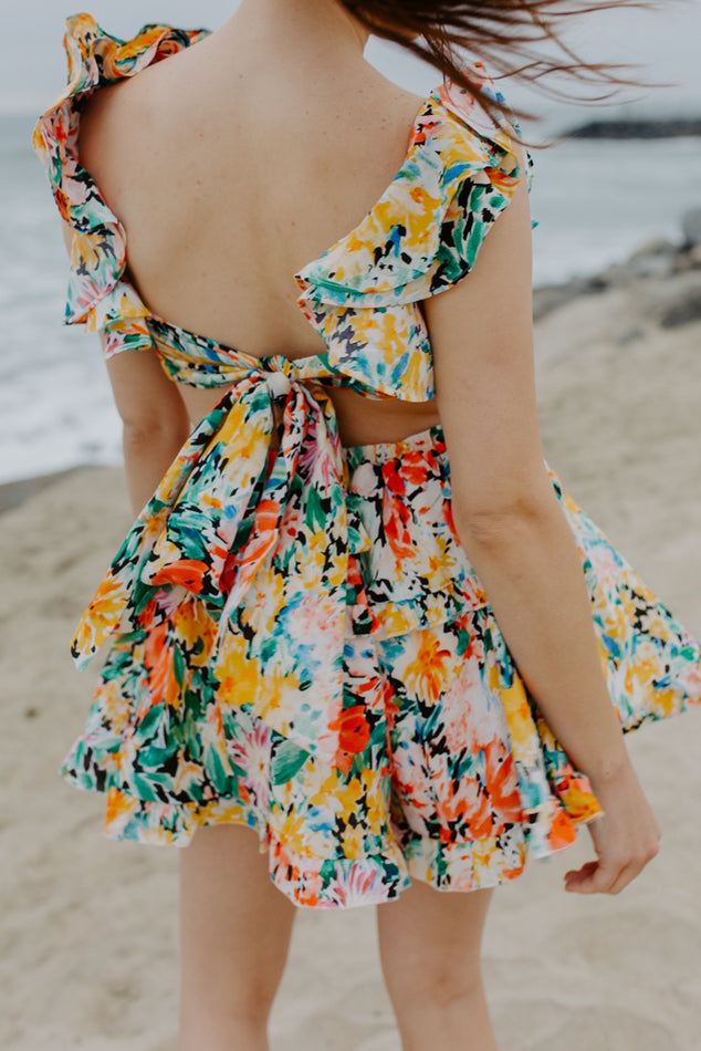 Floral Back Tie Romper