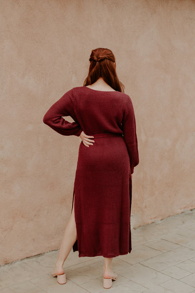 Burgundy Maxi Sweater Dress