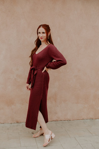 Burgundy Maxi Sweater Dress