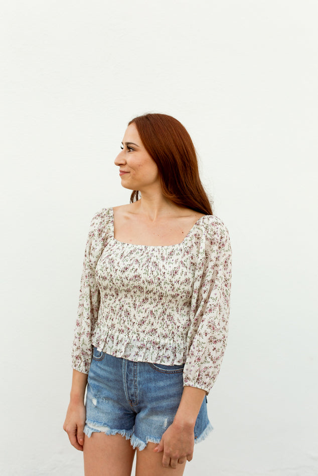 Floral Square Neck Top