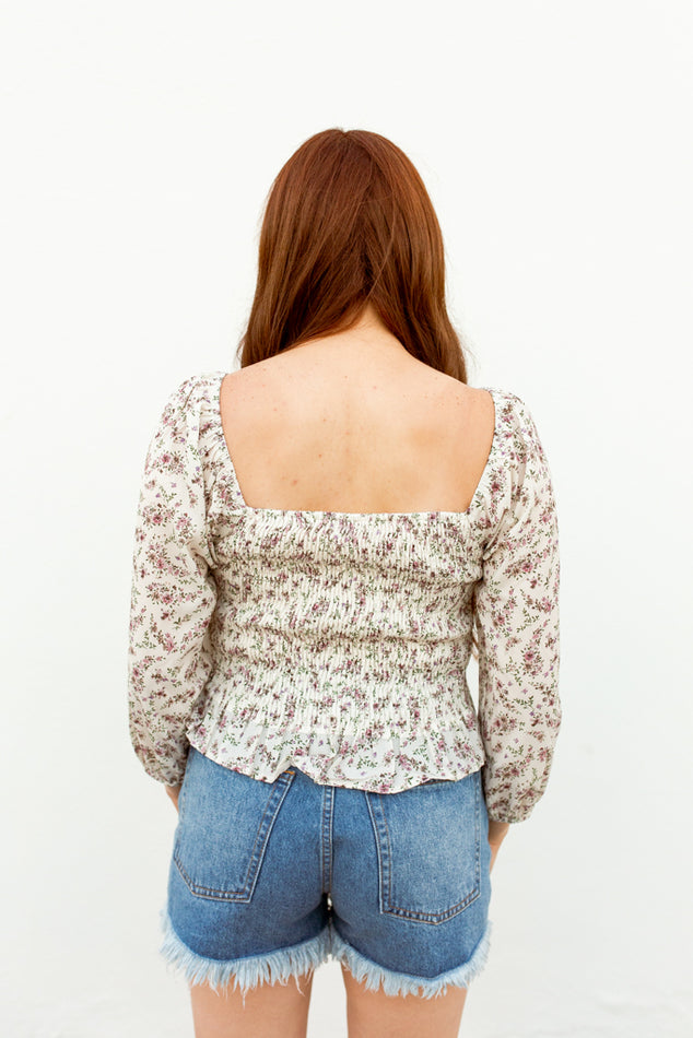 Floral Square Neck Top