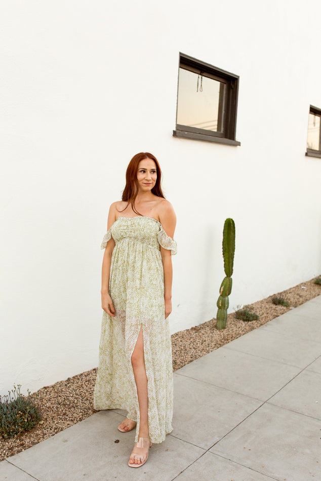 Off Shoulder Smocked Top Maxi Dress