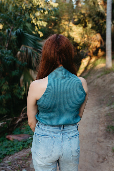 Ribbed Sweater Weaved Crop Top Sage