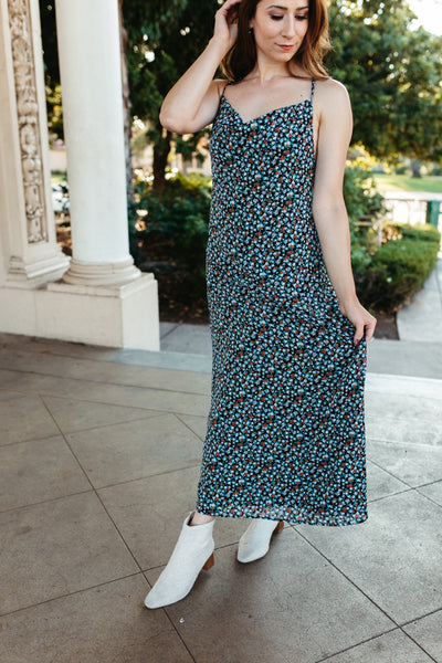 Black Floral Midi Dress