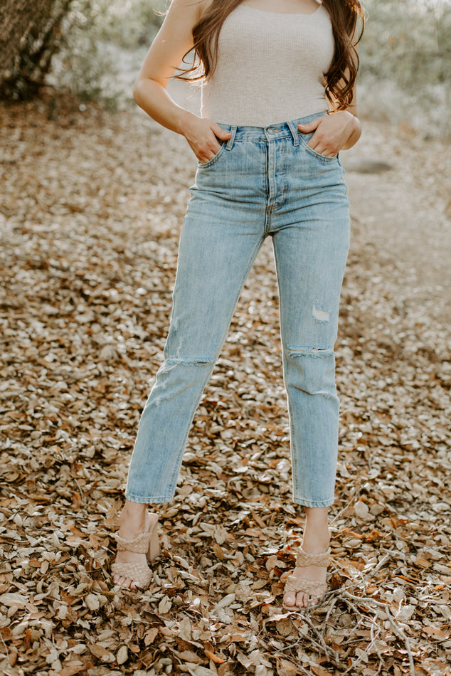 Cotton Ripped Distressed Highwaisted Boyfriend Jeans