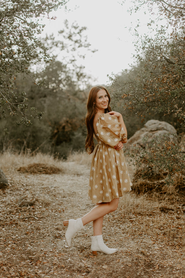 Dark Yellow Floral Dress