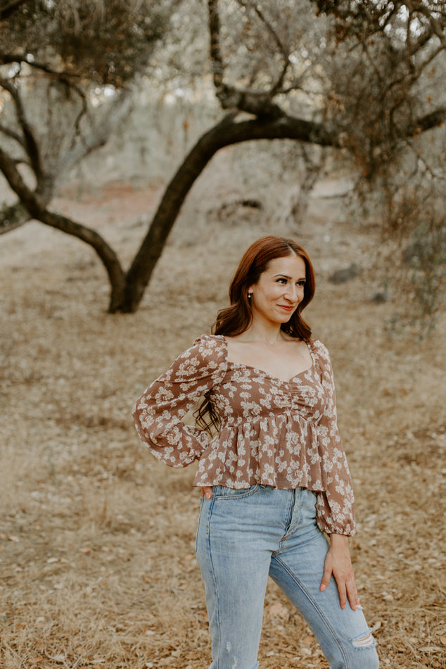 Floral Puff Shoulder Blouse