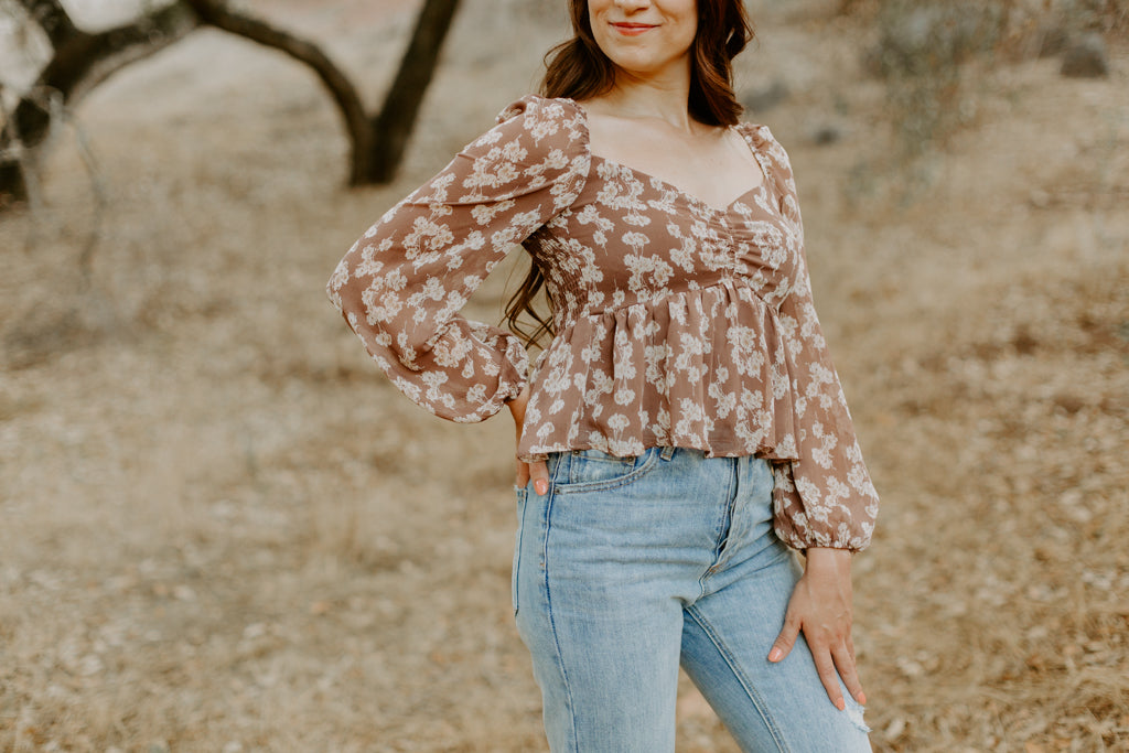 Floral Puff Shoulder Blouse