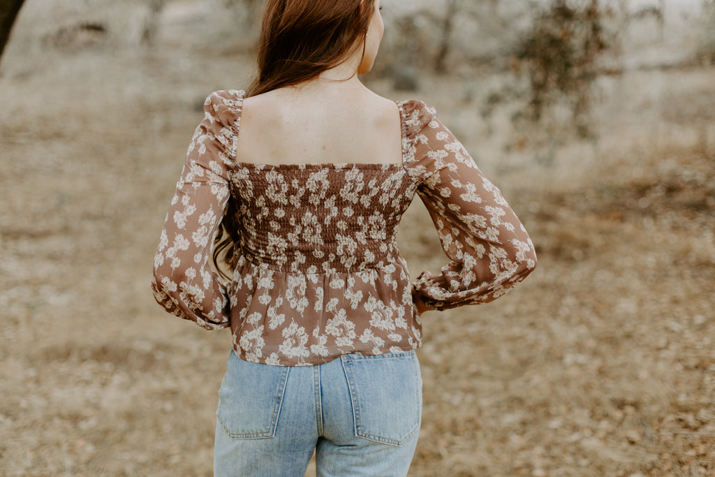 Floral Puff Shoulder Blouse